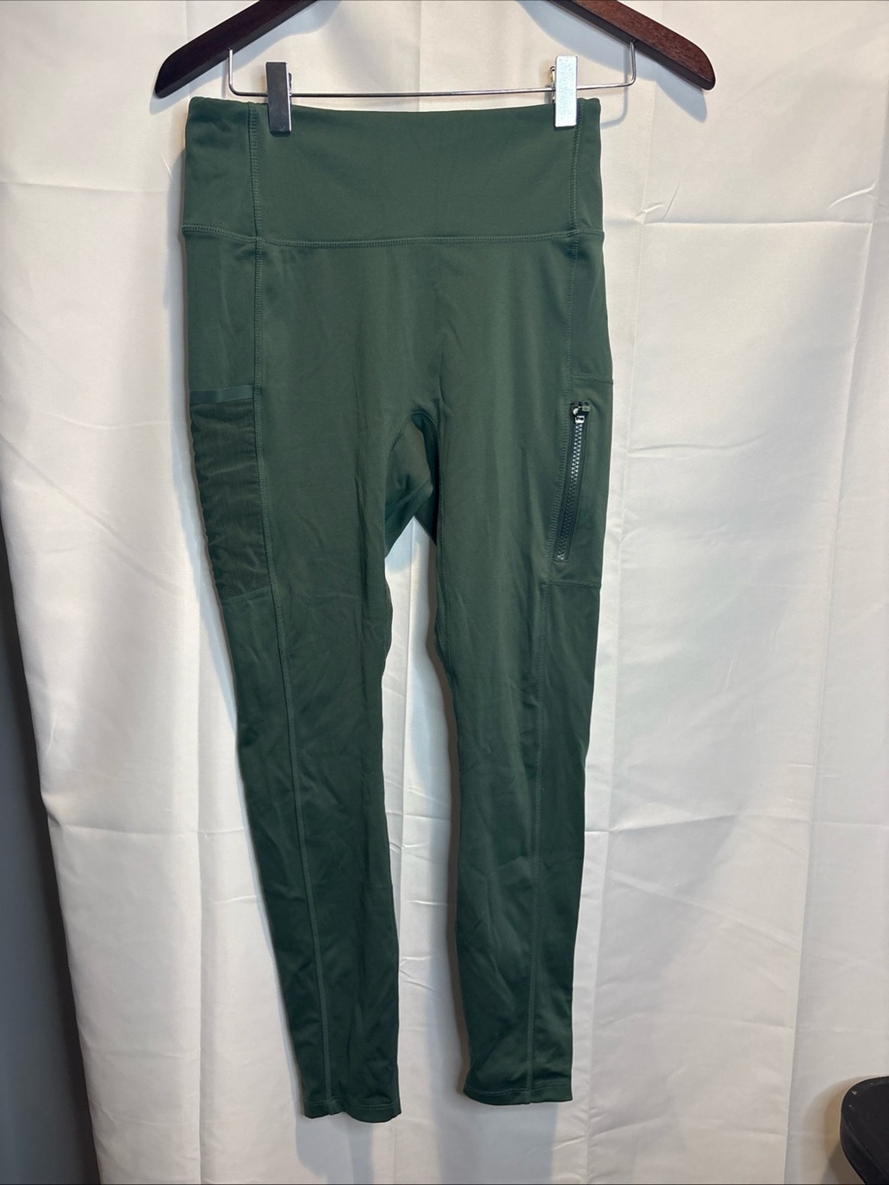 Fabletics Dark Green High-Waist Leggings with Side Pockets